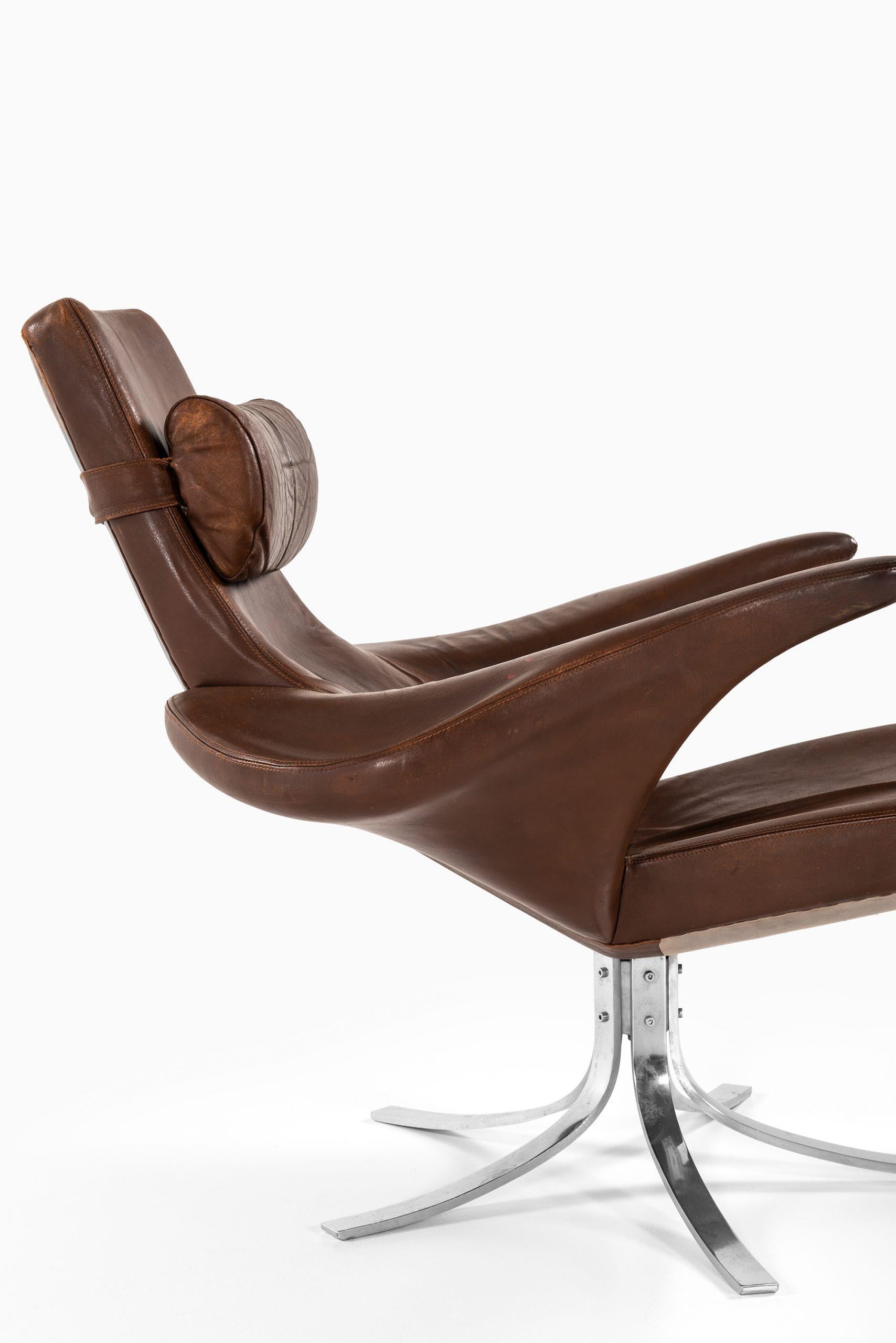 Acier Fauteuil de repos Gösta Berg avec tabouret Modèle Måsen / Mouette par Fritz Hansen en vente
