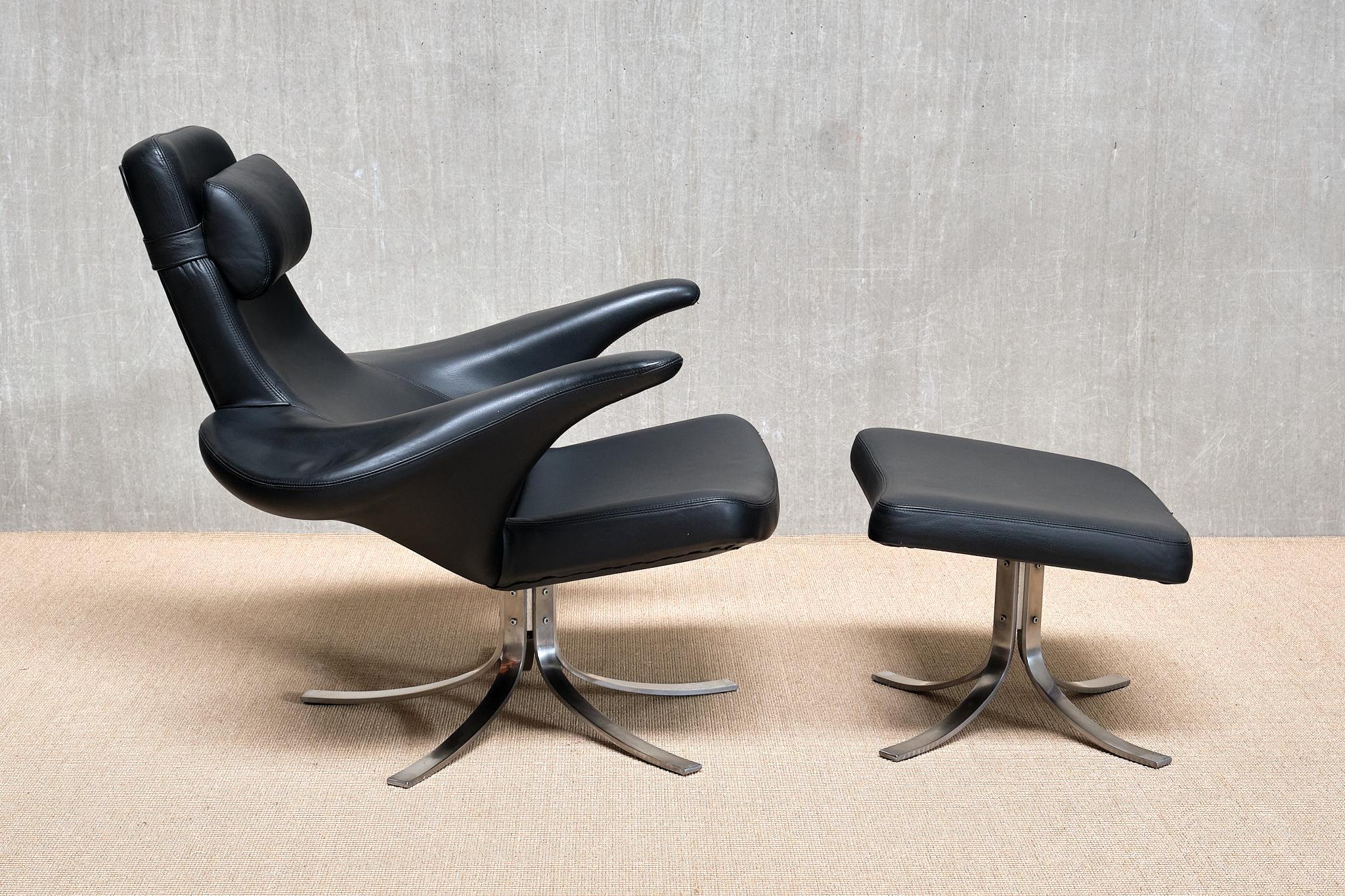 Gosta Berg & Stenerik Eriksson 'Seagull' Chair with Stool, Fritz Hansen, 1960s In Good Condition For Sale In The Hague, NL