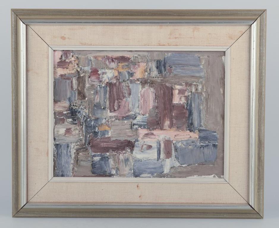 Gösta Calmeyer, gelisteter amerikanischer/schwedischer/norwegischer Künstler.
Öl auf Leinwand. Abstrakte Zusammensetzung.
Impasto-Pinselstriche. Koloristische Palette in gedämpften Tönen.
Signiert und datiert 61.
In ausgezeichnetem