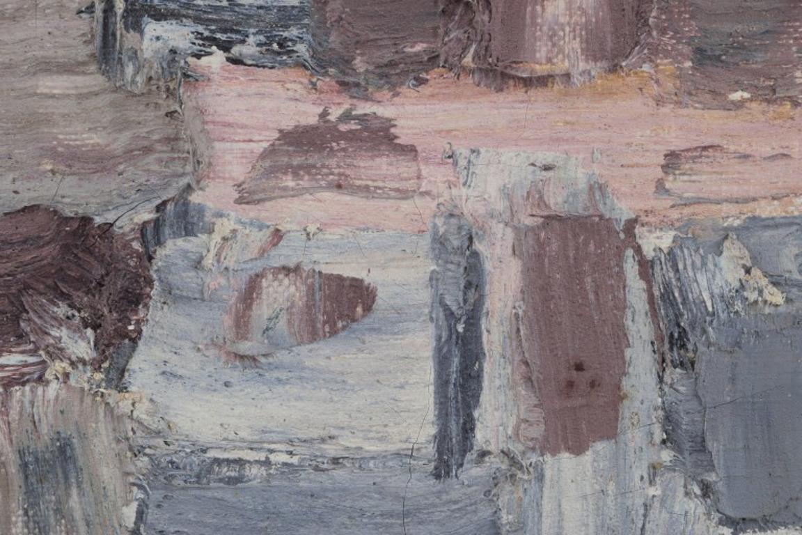 Gösta Calmeyer. Öl auf Leinwand. Abstrakte Komposition, datiert 1961 (Mitte des 20. Jahrhunderts) im Angebot