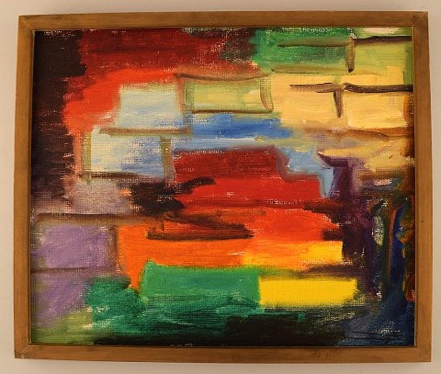 Gösta Emming, Swedish artist. Oil on canvas. Modernist composition with fields of different colors, 1960s-1970s.
20th century Scandinavian Mid-Century Modern.
The canvas measures: 40 x 33 cm.
The frame measures: 2.5 cm.
Signed.
In very good