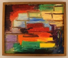 Gösta Emming, Swedish Artist, Oil on Canvas, Modernist Composition, 1960s-1970s