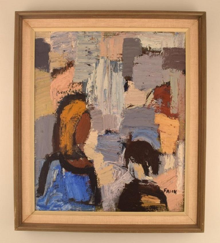 Gösta Falck (1920-2006) Sweden. Oil on canvas. Abstract composition with figure. 1960s.
The canvas measures: 54 x 46 cm.
The frame measures: 6 cm.
In excellent condition.
Signed.