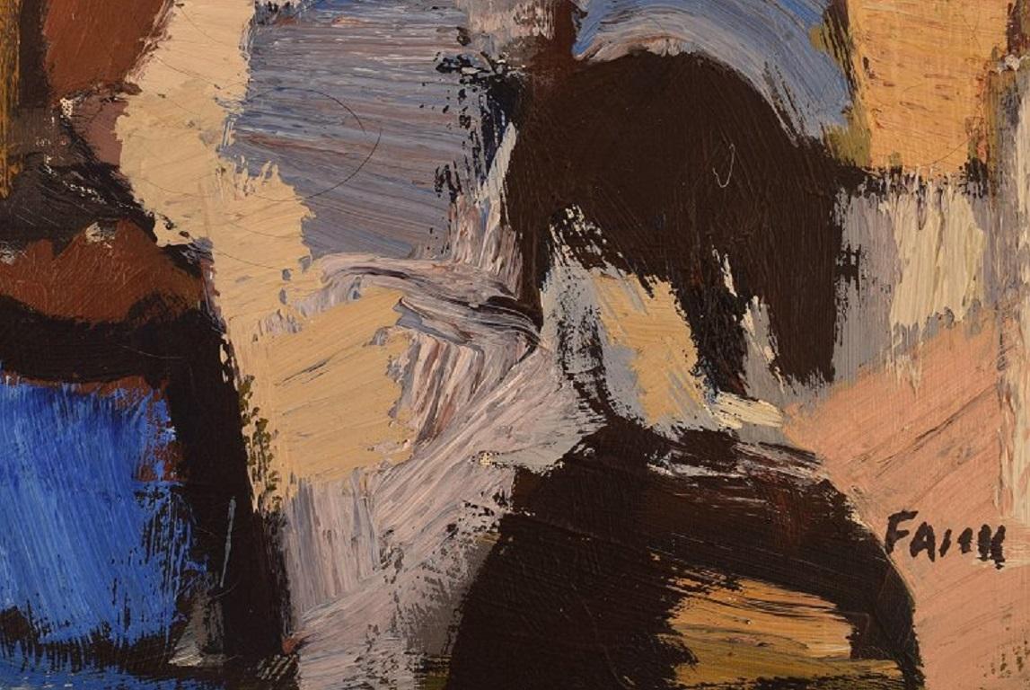 Gösta Falck, Sweden, Oil on Canvas, Abstract Composition, 1960s In Excellent Condition In Copenhagen, DK