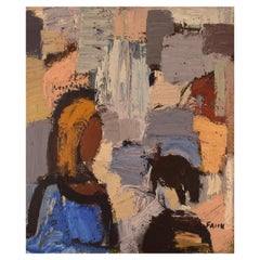 Gösta Falck, Sweden, Oil on Canvas, Abstract Composition, 1960s