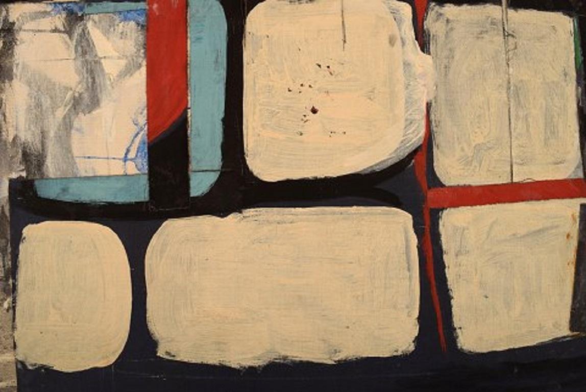 Suédois Gsta Fougstedt, Suède, huile sur toile, composition moderniste, 1965 en vente