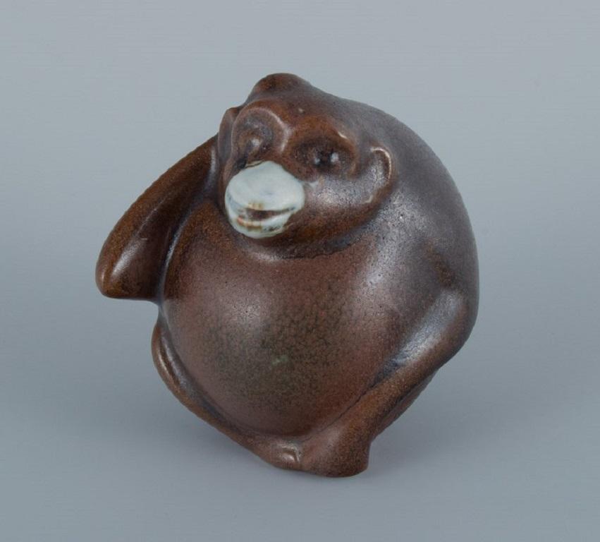 Swedish Gösta Grähs for Rörstrand, Monkey in Ceramic, 1980s For Sale