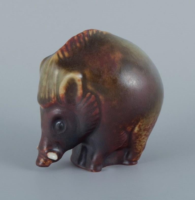 Swedish Gosta Grahs for Rörstrand, Wild Boar in Ceramic, 1980s For Sale