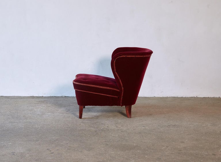Mid-Century Modern Gösta Jonsson Lounge Chair, 1940s/50s, Sweden For Sale