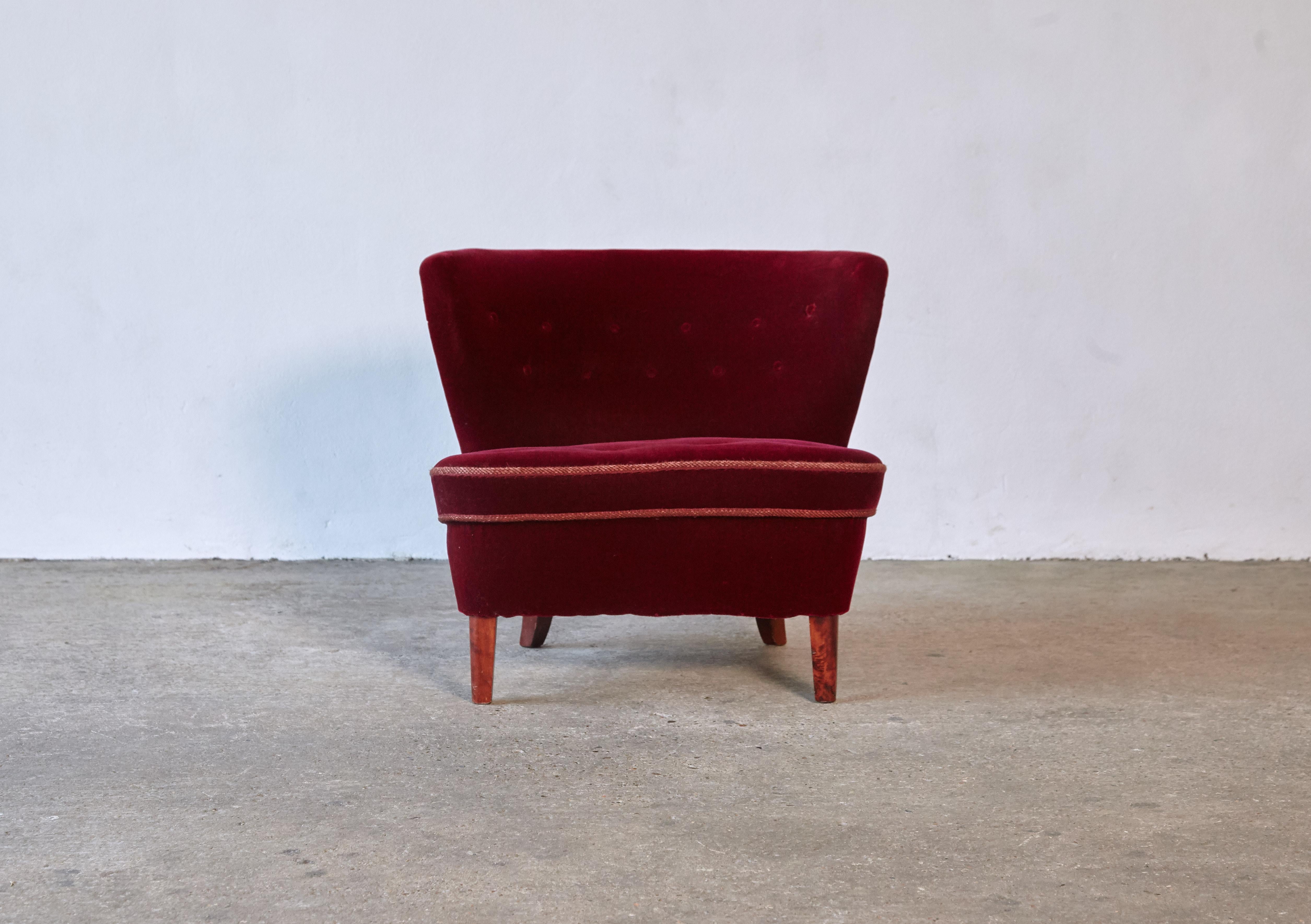 Fabric Gösta Jonsson Lounge Chair, 1940s/50s, Sweden