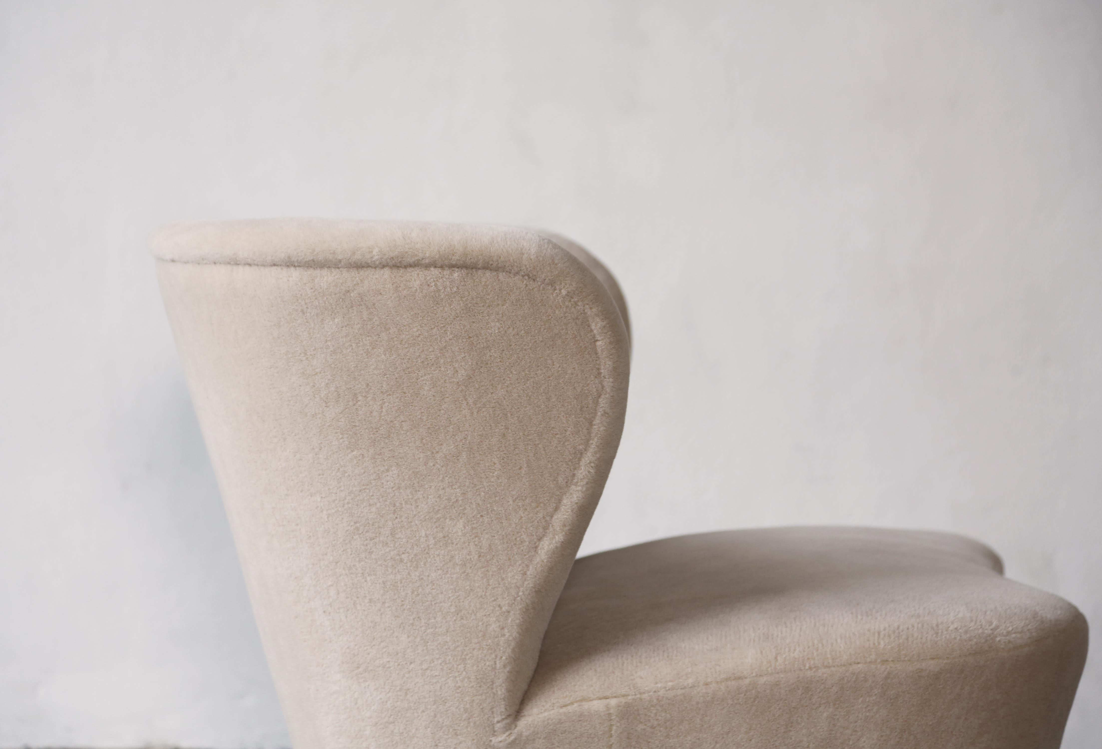 Swedish Gösta Jonsson Lounge Chair, 1950s, Sweden, Pure Alpaca Fabric