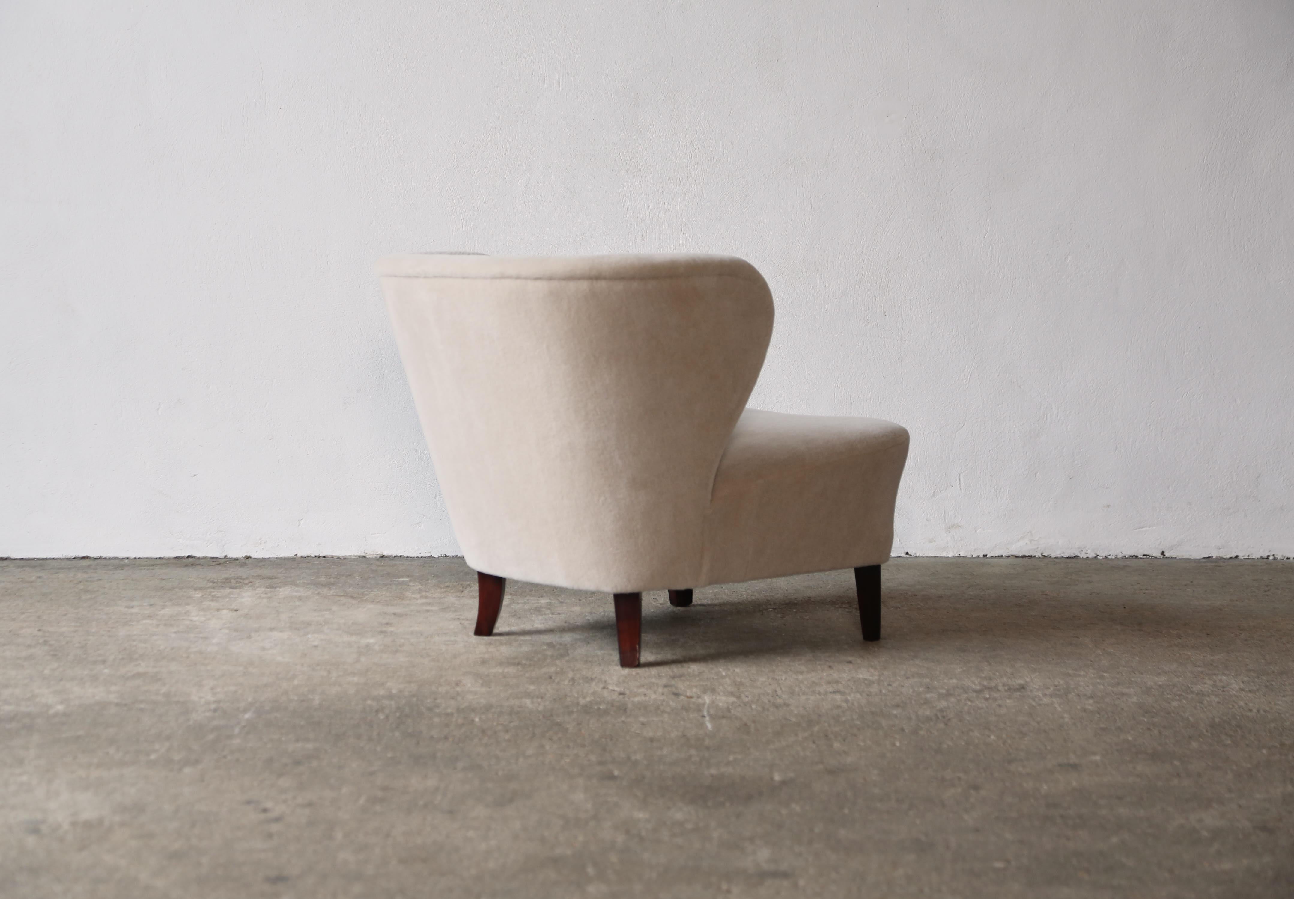 Gösta Jonsson Lounge Chair, 1950s, Sweden, Pure Alpaca Fabric In Good Condition In London, GB