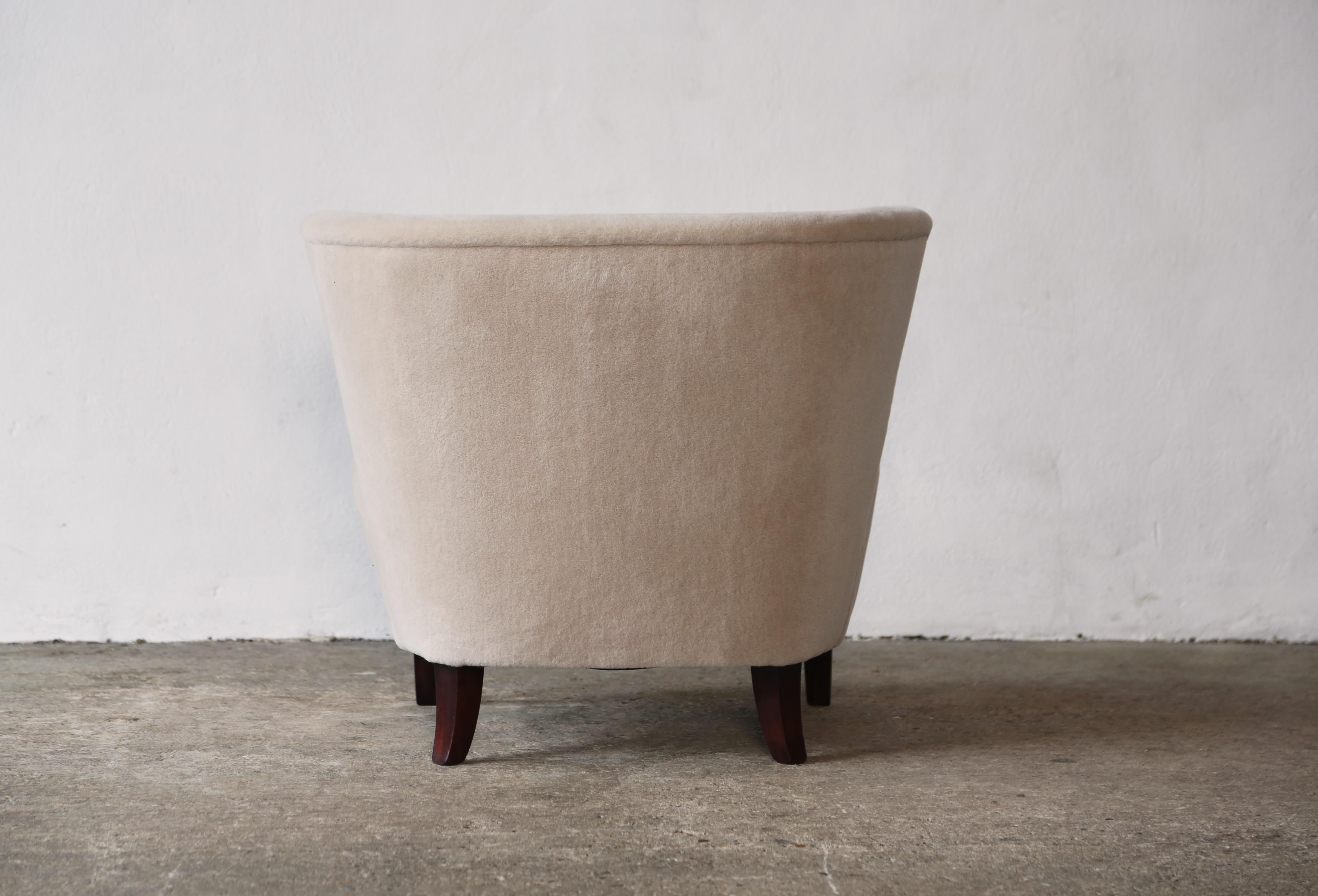 Gösta Jonsson Lounge Chair, 1950s, Sweden, Pure Alpaca Fabric For Sale 1
