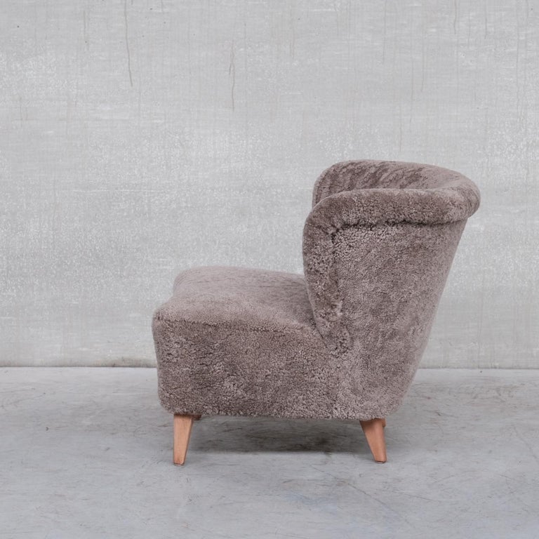 Sheepskin Gösta Jonsson Shearling Mid-Century Swedish Lounge Chair For Sale