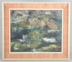 Gösta Jonsson, Swedish artist. Oil on canvas. Informal abstract composition.