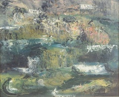 Gösta Jonsson, Swedish artist. Oil on canvas. Informal abstract composition.
