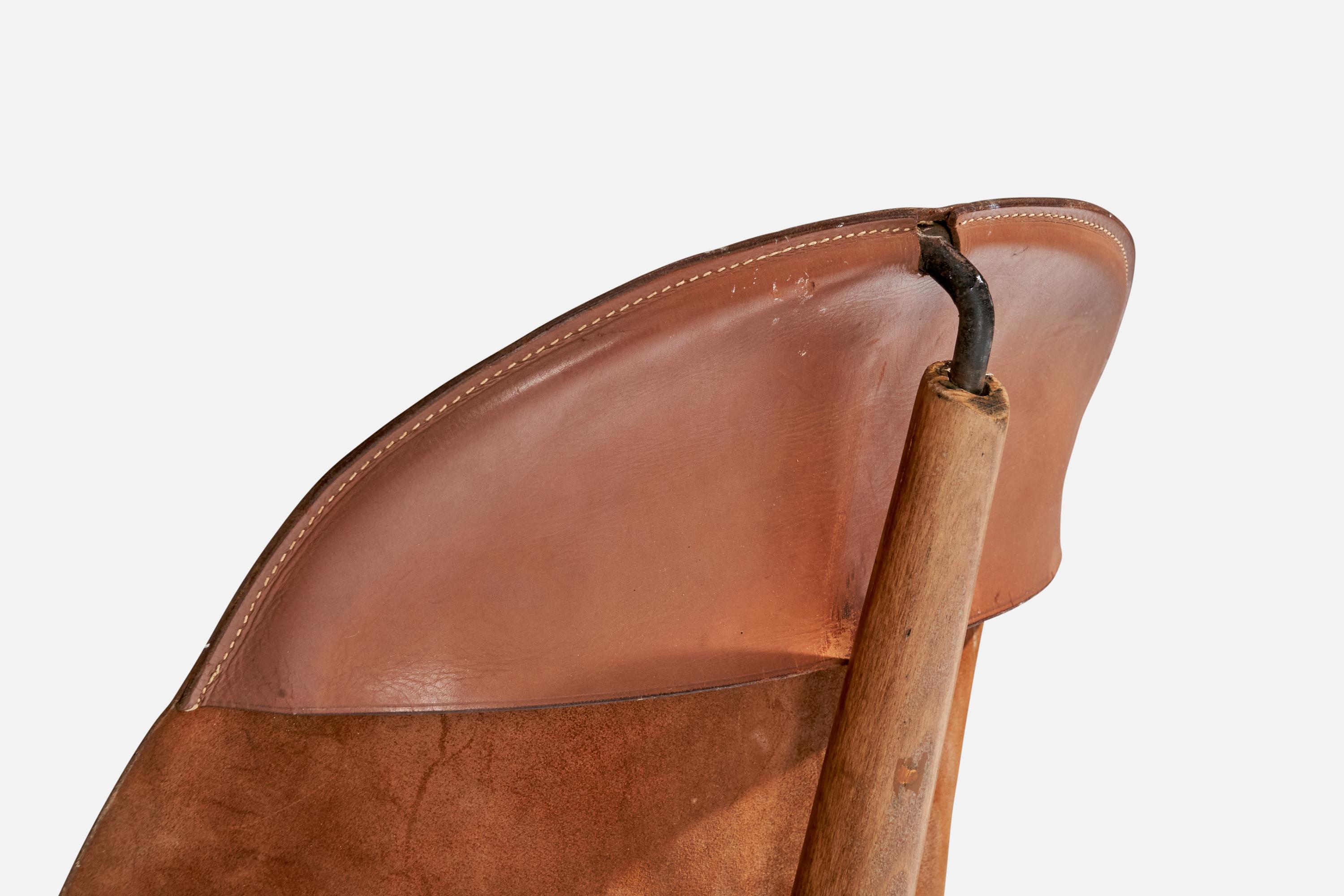 Gösta Westerbergs, Lounge Chair, Beech, Leather, Sweden, 1954 For Sale 9