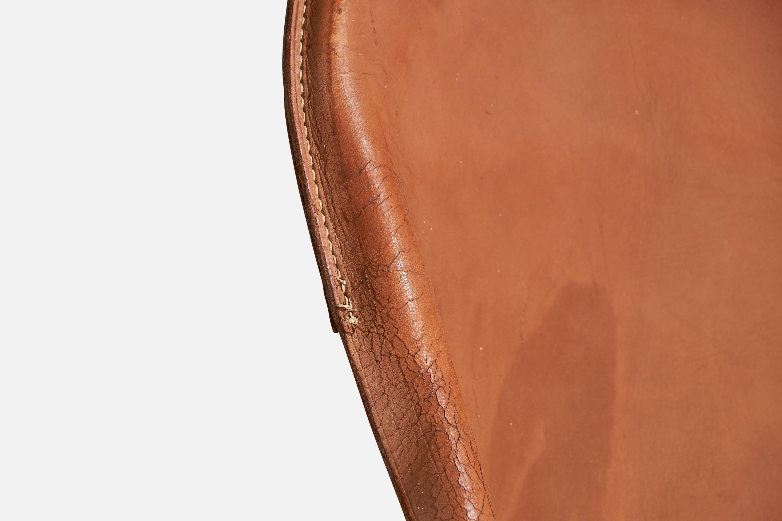 Gösta Westerbergs, Lounge Chair, Beech, Leather, Sweden, 1954 For Sale 10