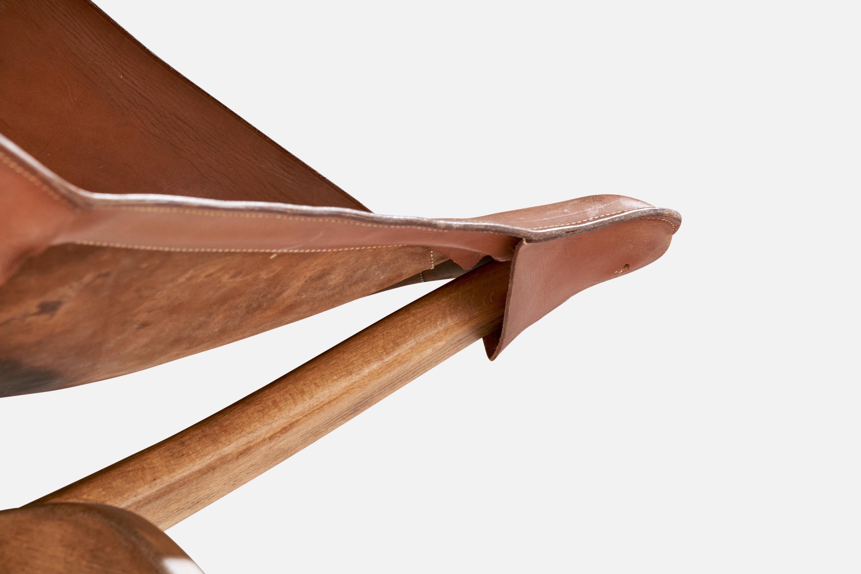 Gösta Westerbergs, Lounge Chair, Beech, Leather, Sweden, 1954 For Sale 2