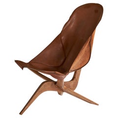 Gösta Westerbergs, Lounge Chair, Beech, Leather, Sweden, 1954