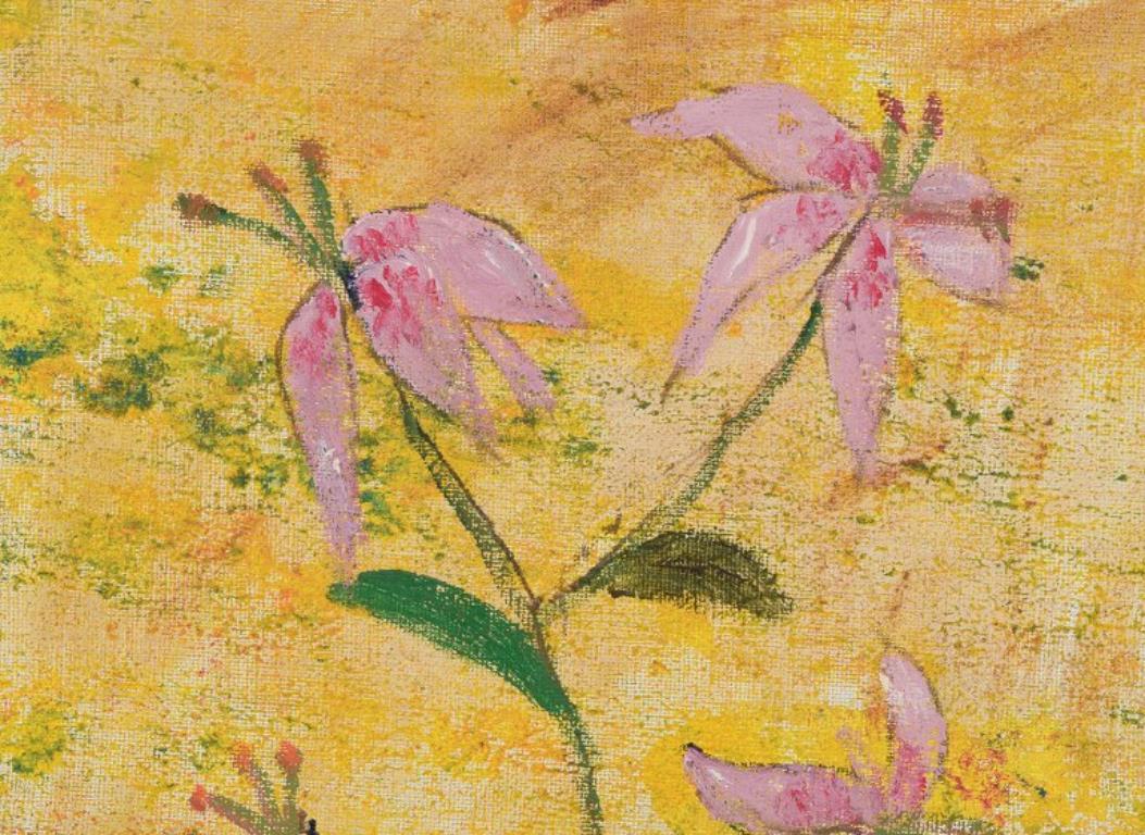Göta Fogler, listed Swedish artist. Oil on canvas. Still life with flowers In Excellent Condition For Sale In Copenhagen, DK