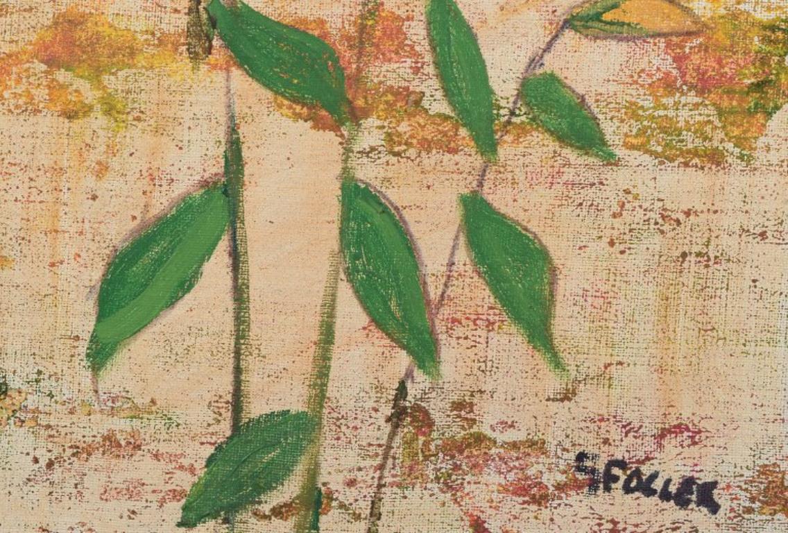 Canvas Göta Fogler, listed Swedish artist. Oil on canvas. Still life with flowers For Sale