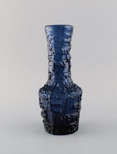 Göte Augustsson for Ruda, Two Vases in Blue Mouth Blown Art Glass