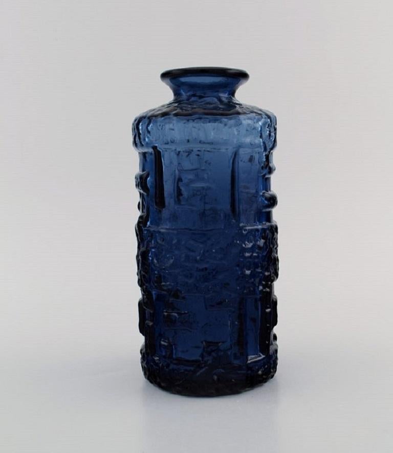 Swedish Göte Augustsson for Ruda, Vase and Bowl in Blue Art Glass For Sale