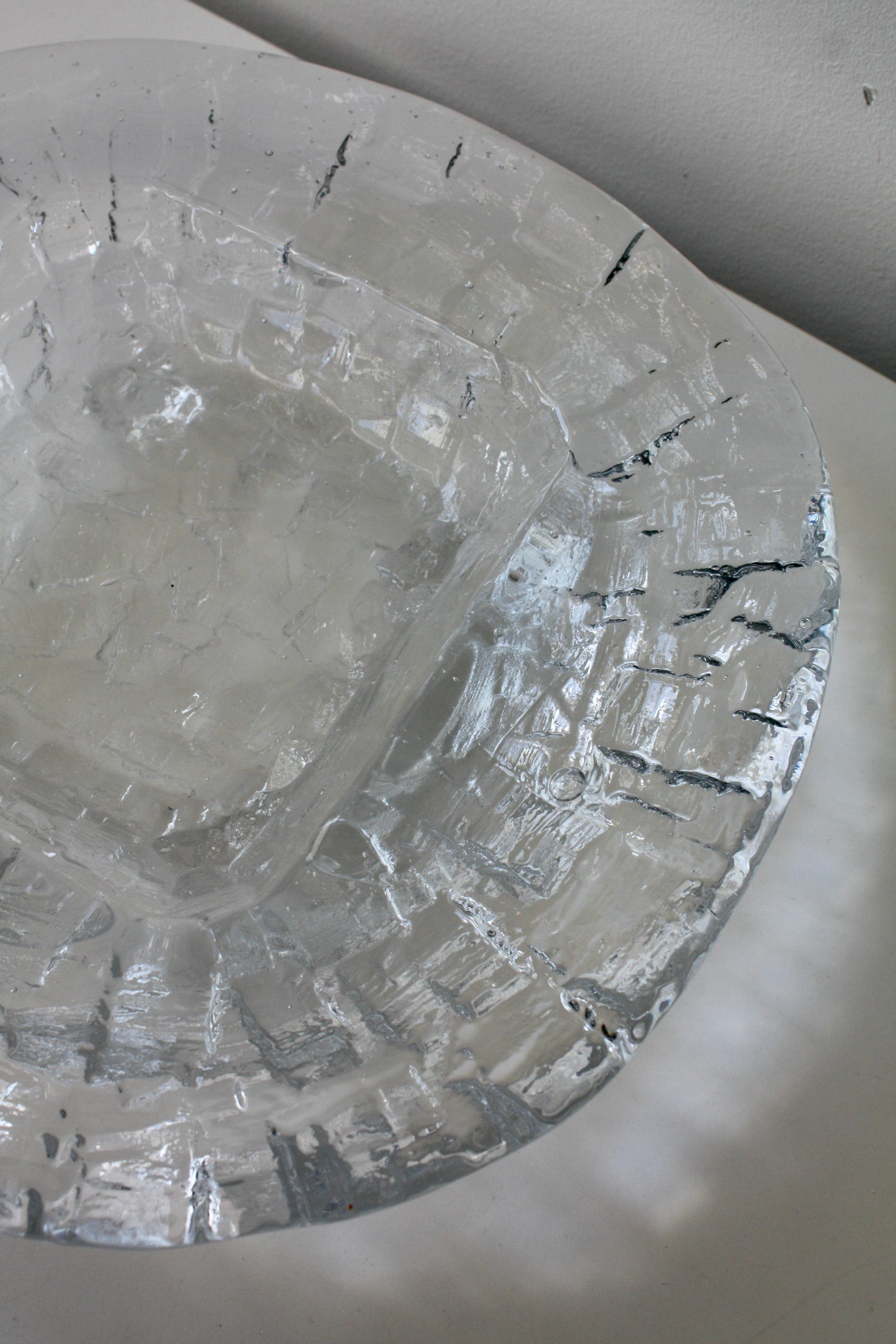 Göte Augustsson Demant Brutalist Glass Bowl Ruda Glasbruk, Sweden, 1960s For Sale 4