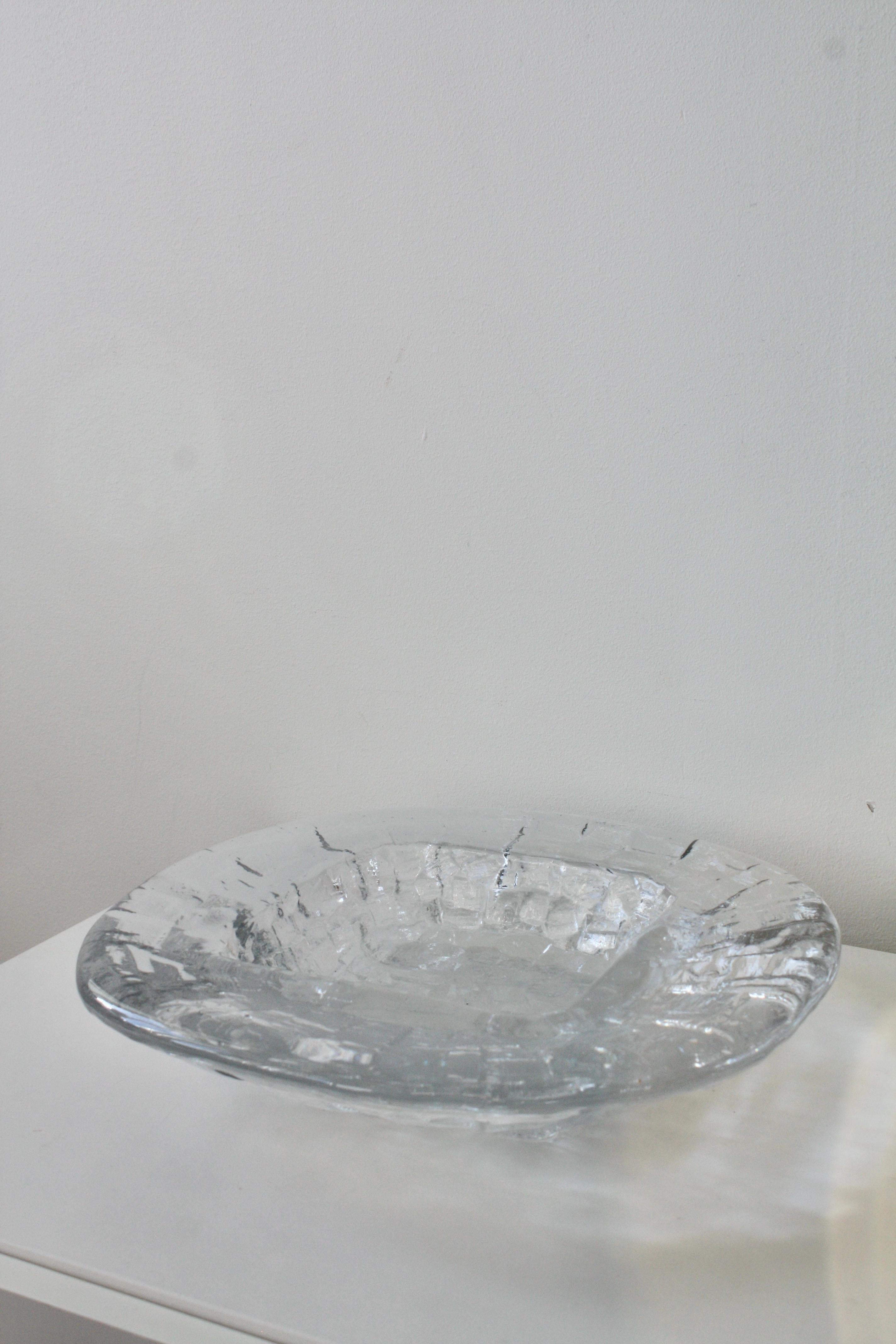 Mid-Century Modern Göte Augustsson Demant Brutalist Glass Bowl Ruda Glasbruk, Sweden, 1960s For Sale