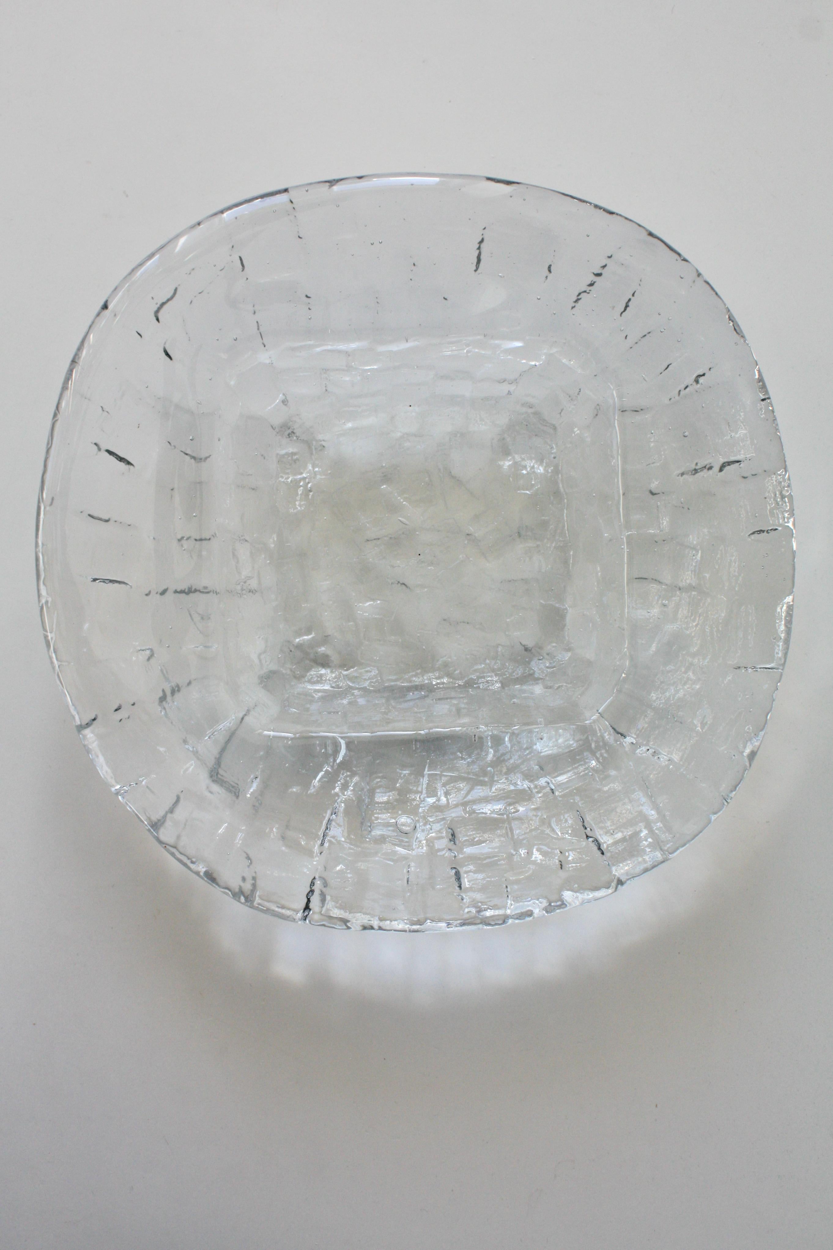 Crystal Göte Augustsson Demant Brutalist Glass Bowl Ruda Glasbruk, Sweden, 1960s For Sale