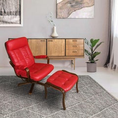 Göte Möbel Swivel Armchair with Footrest — Nässjö, Sweden, 1970s