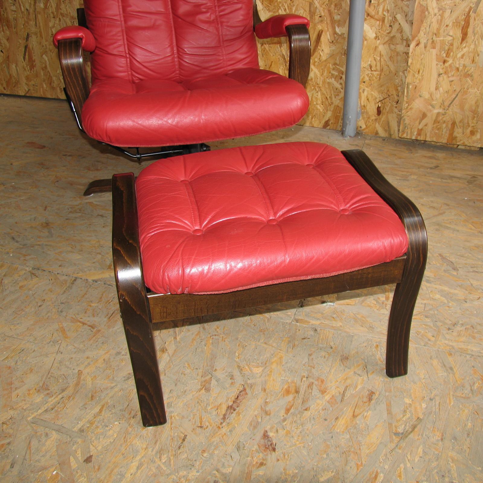 Late 20th Century Göte Möbel Swivel Armchair with Footrest, Sweden, 1970s, 2 Sets Available For Sale