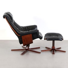 Göte Möbel Swivel Armchair with Footrest, Sweden, 1970s
