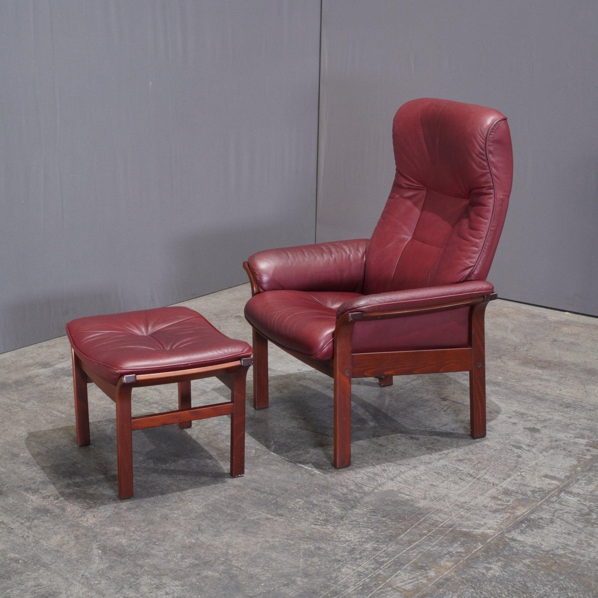Leather Göte Möbler G Design Reclining Chair & Footstool