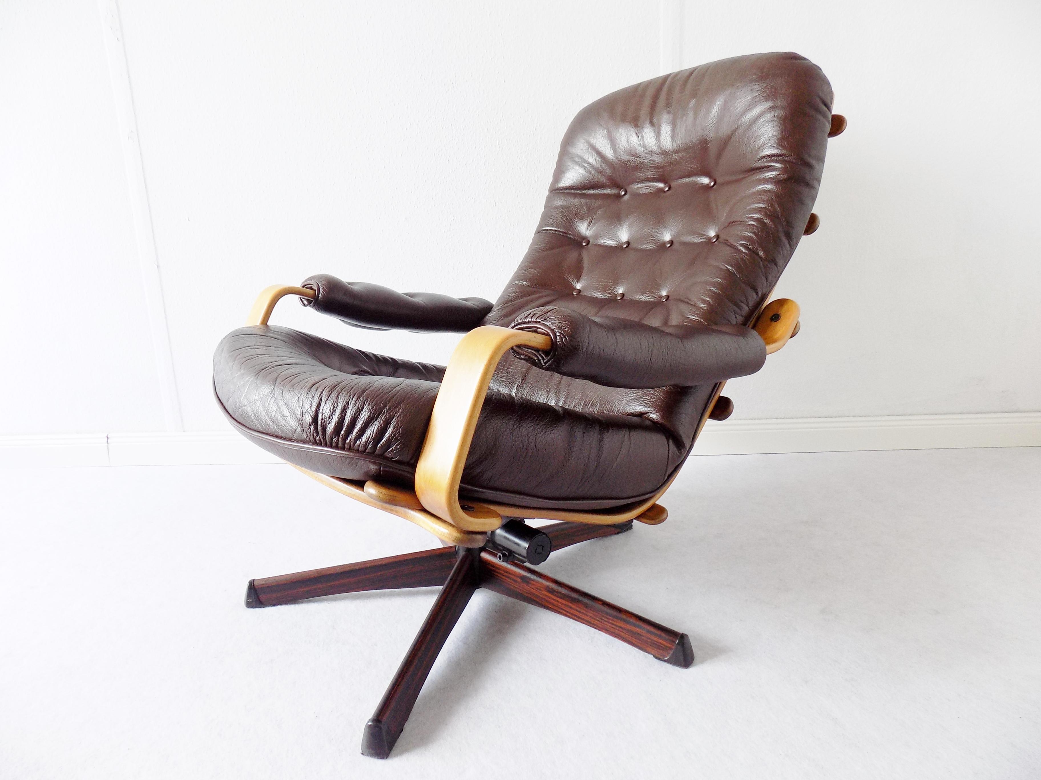 Göte Möbler Lounge Chair , Swedish Design, Mid-Century modern, Swivel, Leather 3