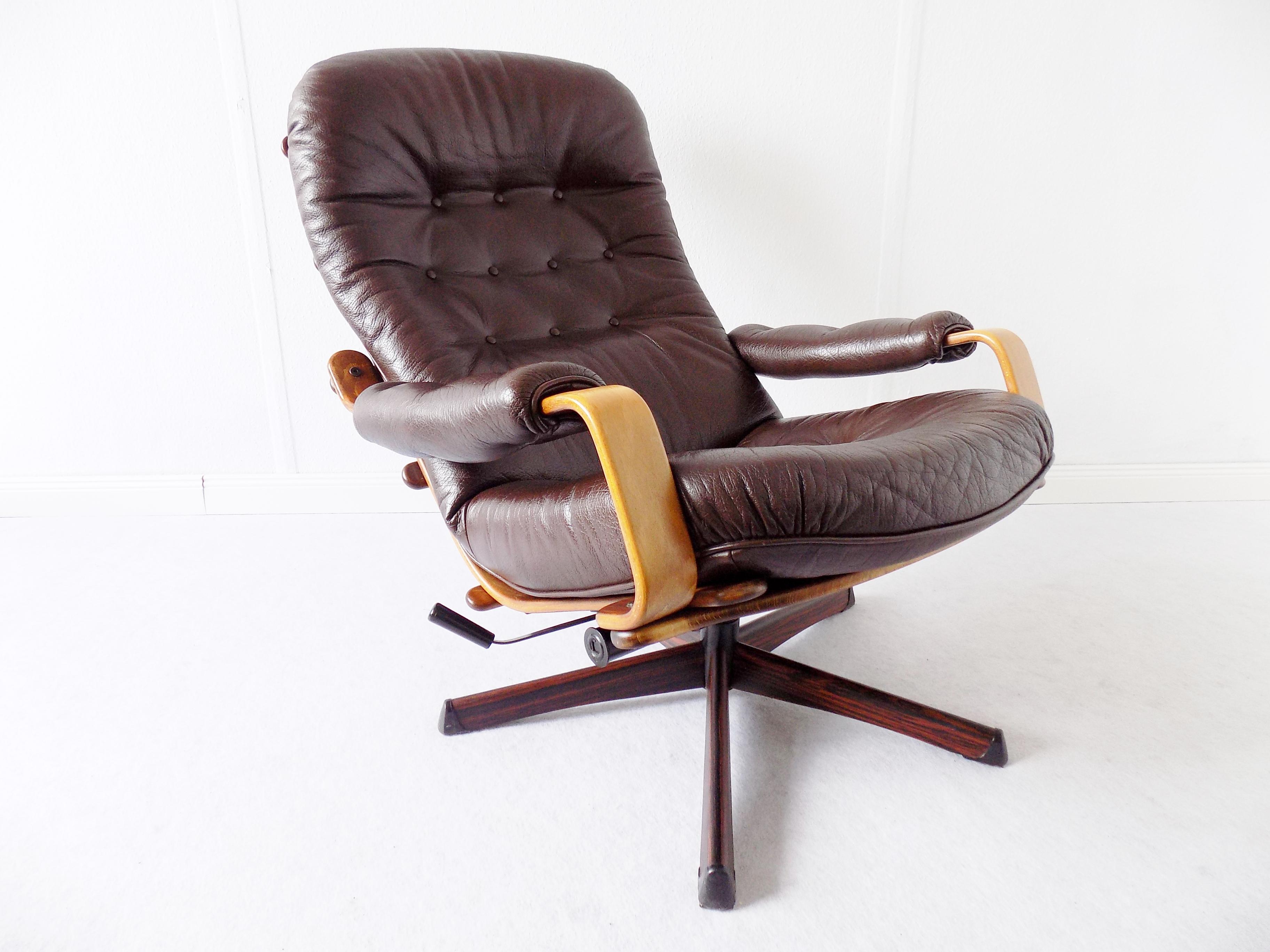 Göte Möbler Lounge Chair , Swedish Design, Mid-Century modern, Swivel, Leather 6