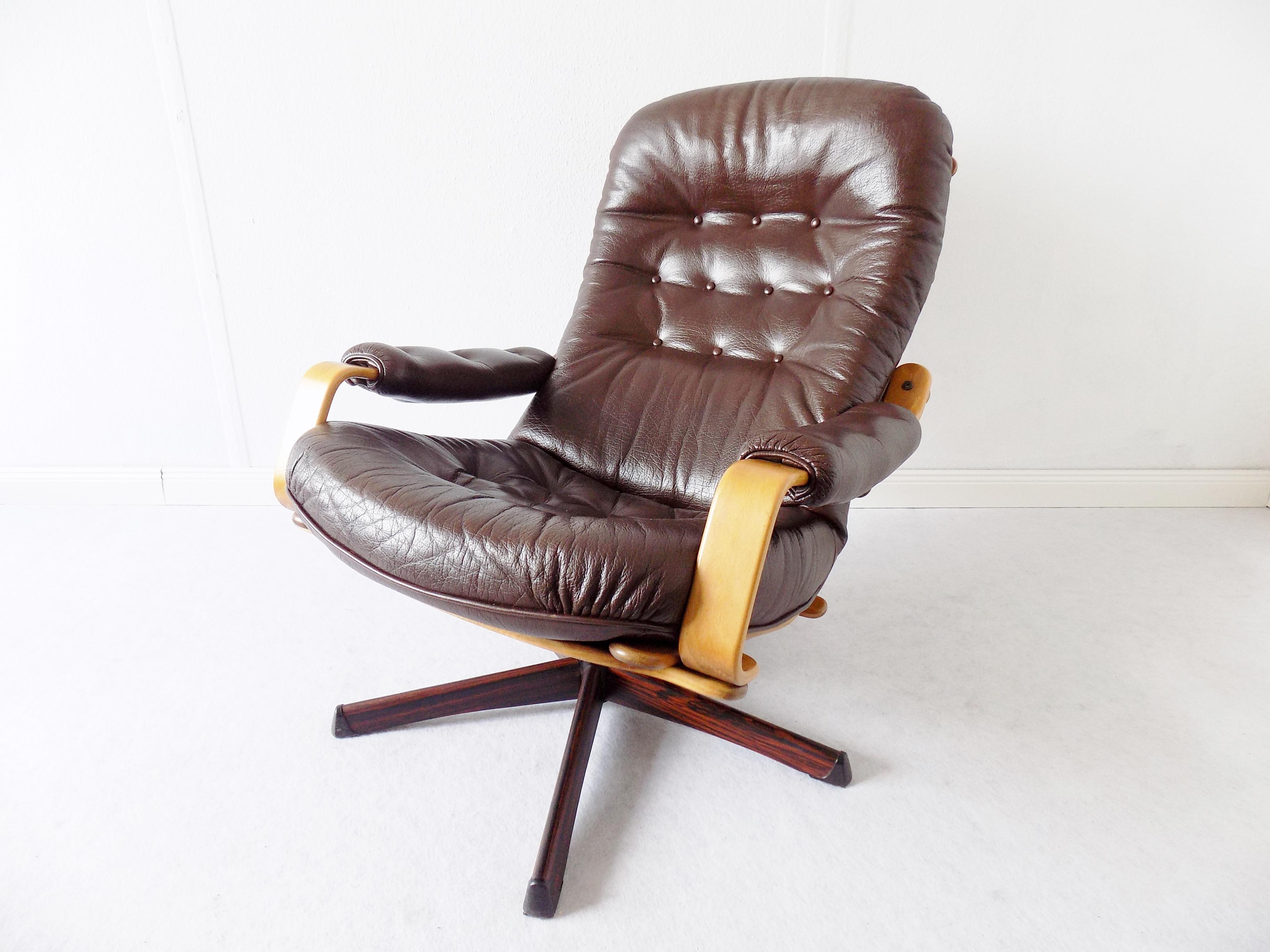 Göte Möbler Lounge Chair , Swedish Design, Mid-Century modern, Swivel, Leather 7