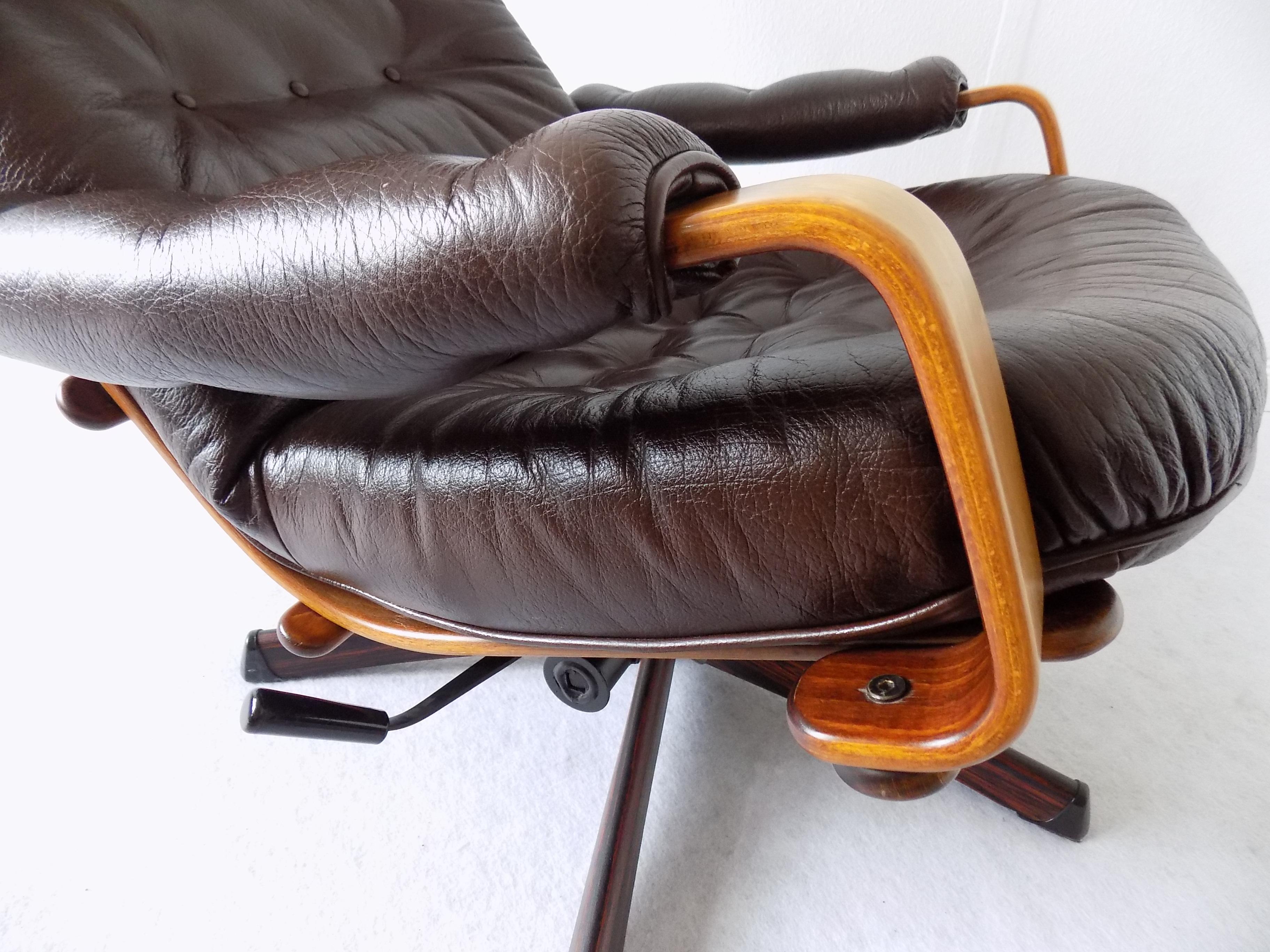 Göte Möbler Lounge Chair , Swedish Design, Mid-Century modern, Swivel, Leather 8