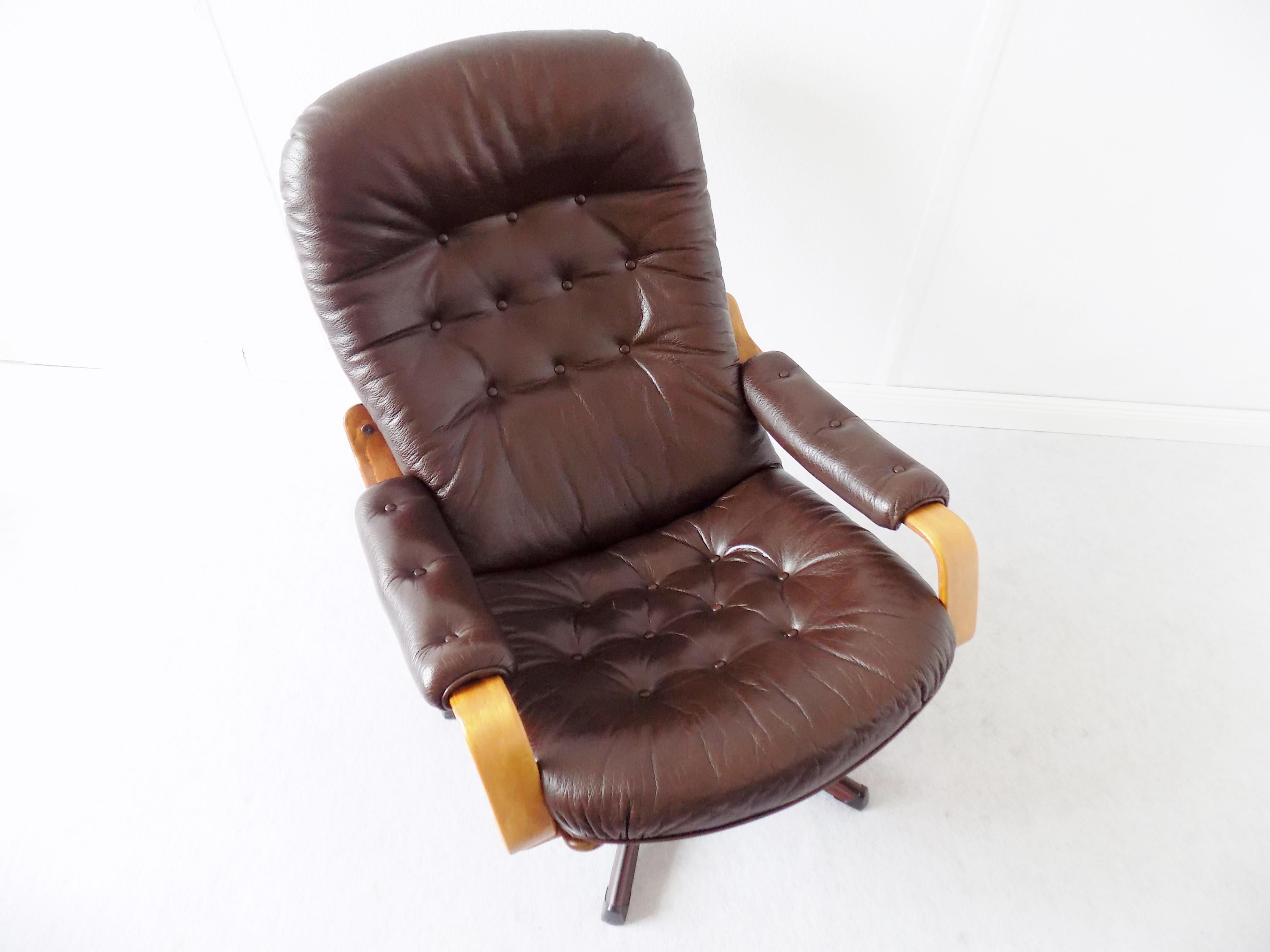 Göte Möbler Lounge Chair , Swedish Design, Mid-Century modern, Swivel, Leather 9