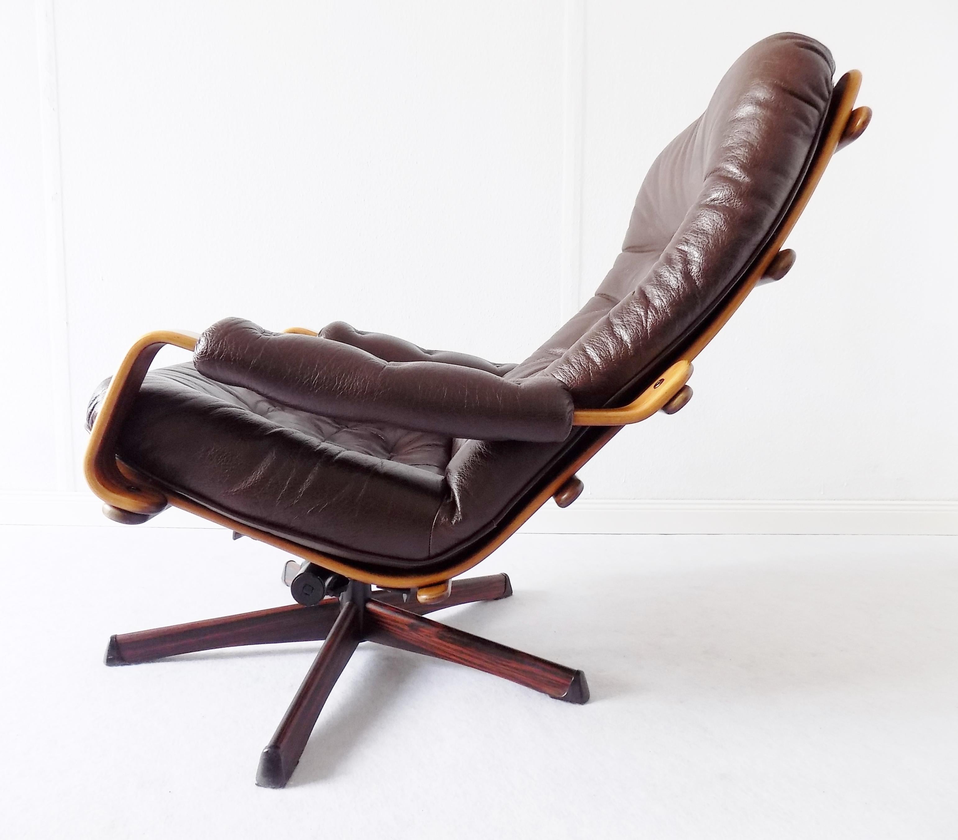 Göte Möbler Lounge Chair , Swedish Design, Mid-Century modern, Swivel, Leather 10