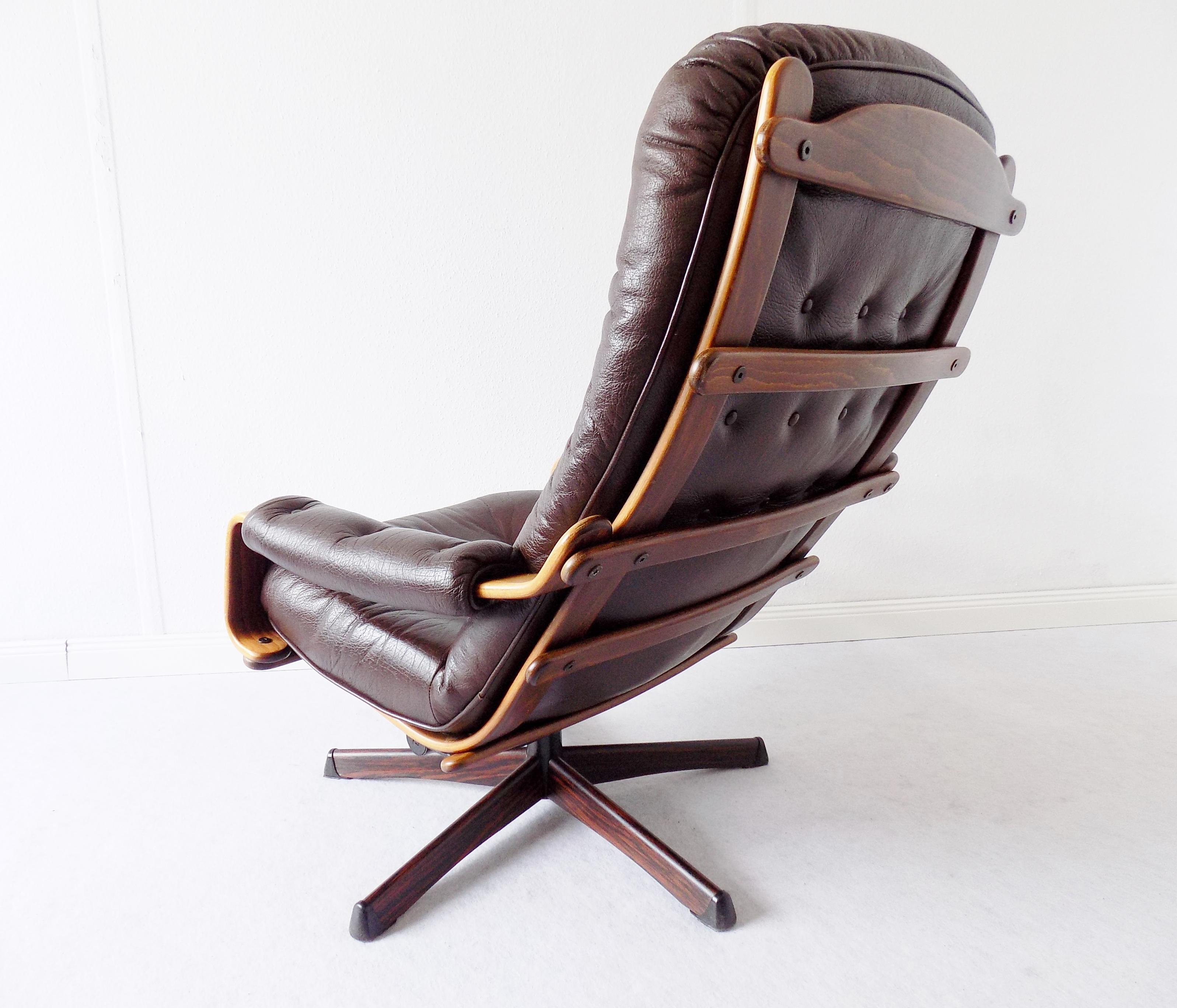 Göte Möbler Lounge Chair , Swedish Design, Mid-Century modern, Swivel, Leather In Good Condition In Ludwigslust, Mecklenburg-Vorpommern