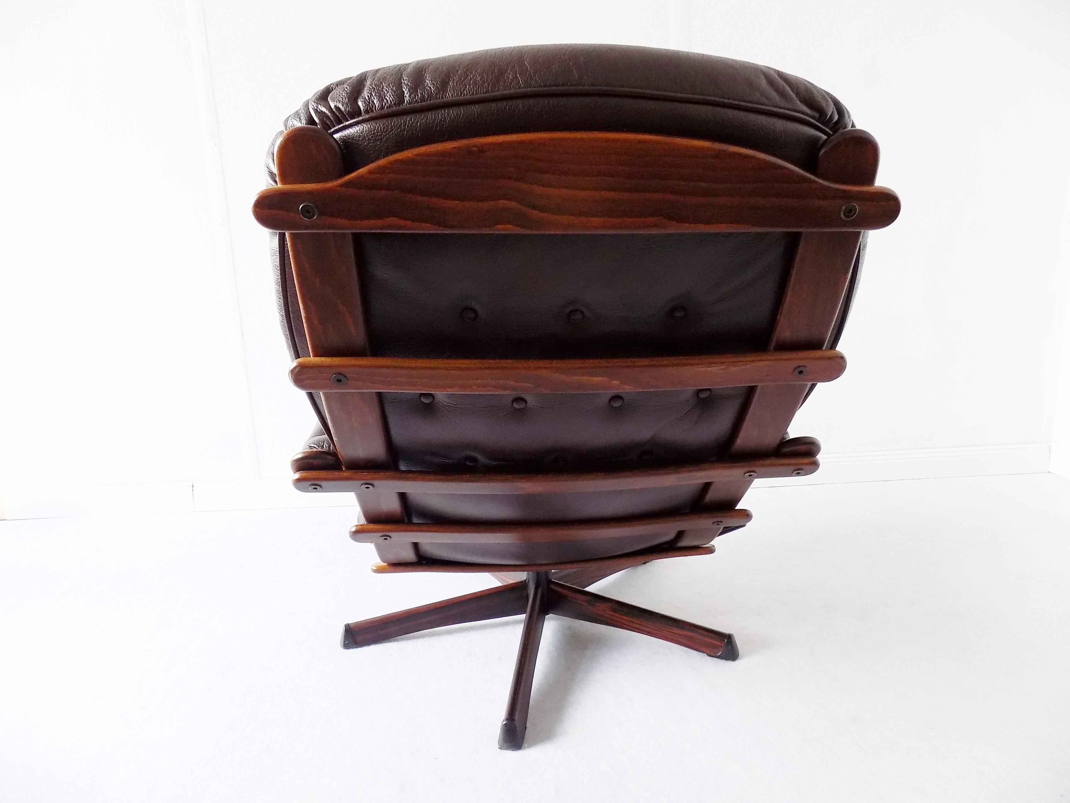 Göte Möbler Lounge Chair , Swedish Design, Mid-Century modern, Swivel, Leather 1