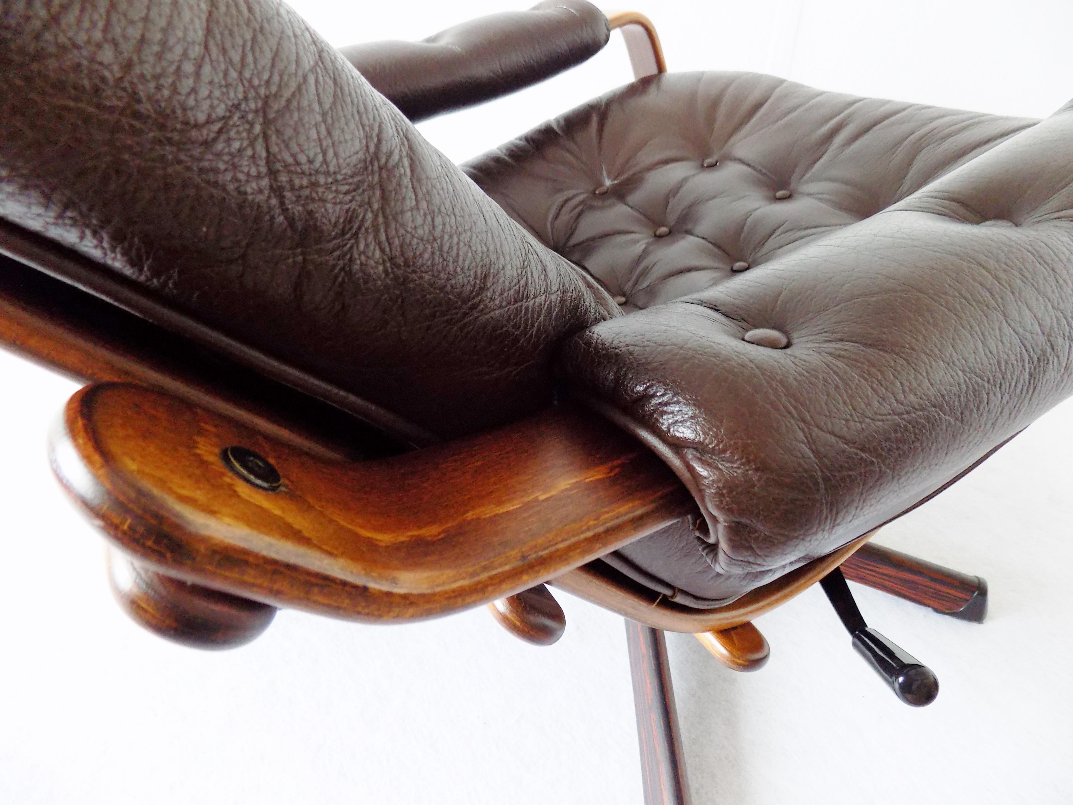 Göte Möbler Lounge Chair , Swedish Design, Mid-Century modern, Swivel, Leather 2