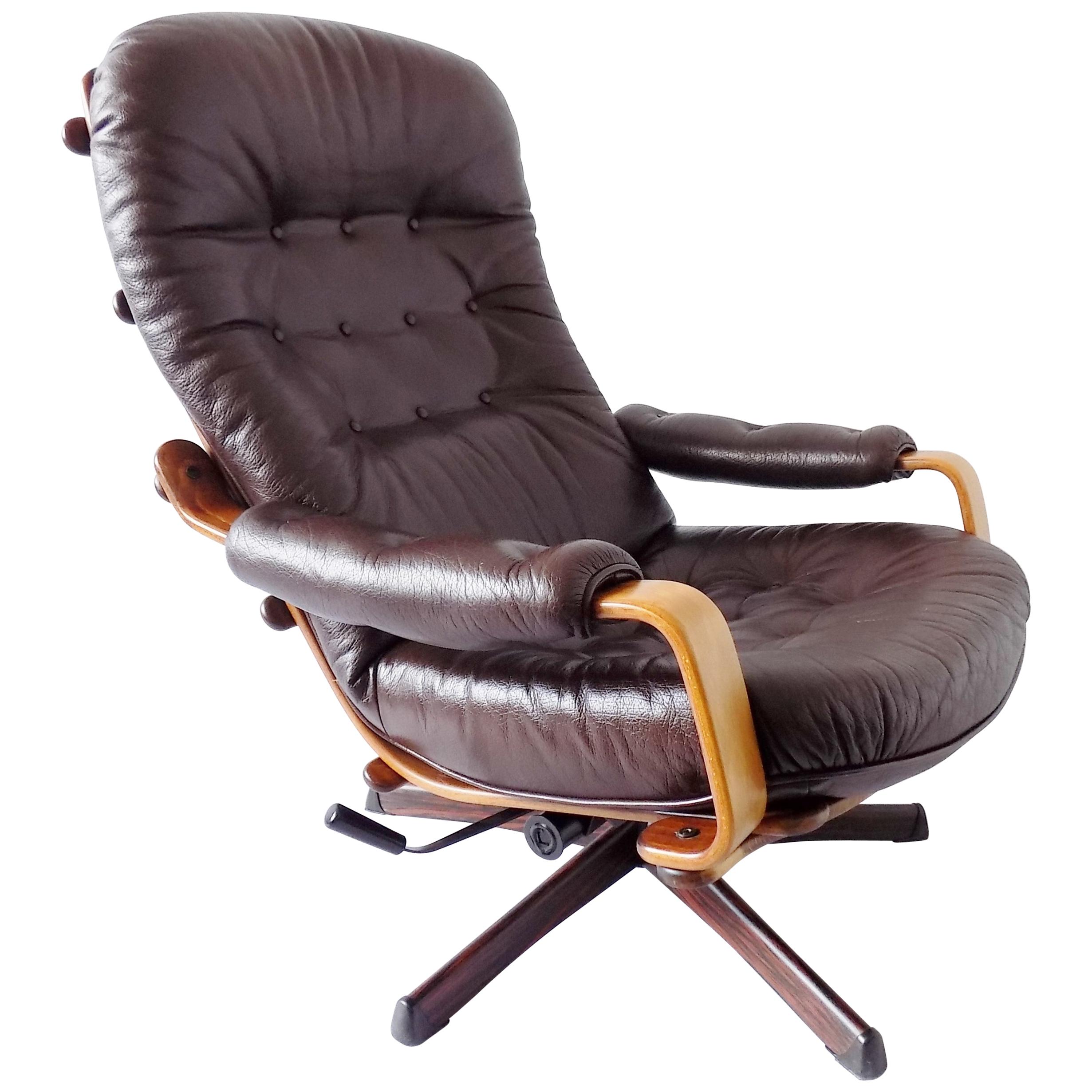 Göte Möbler Lounge Chair , Swedish Design, Mid-Century modern, Swivel, Leather