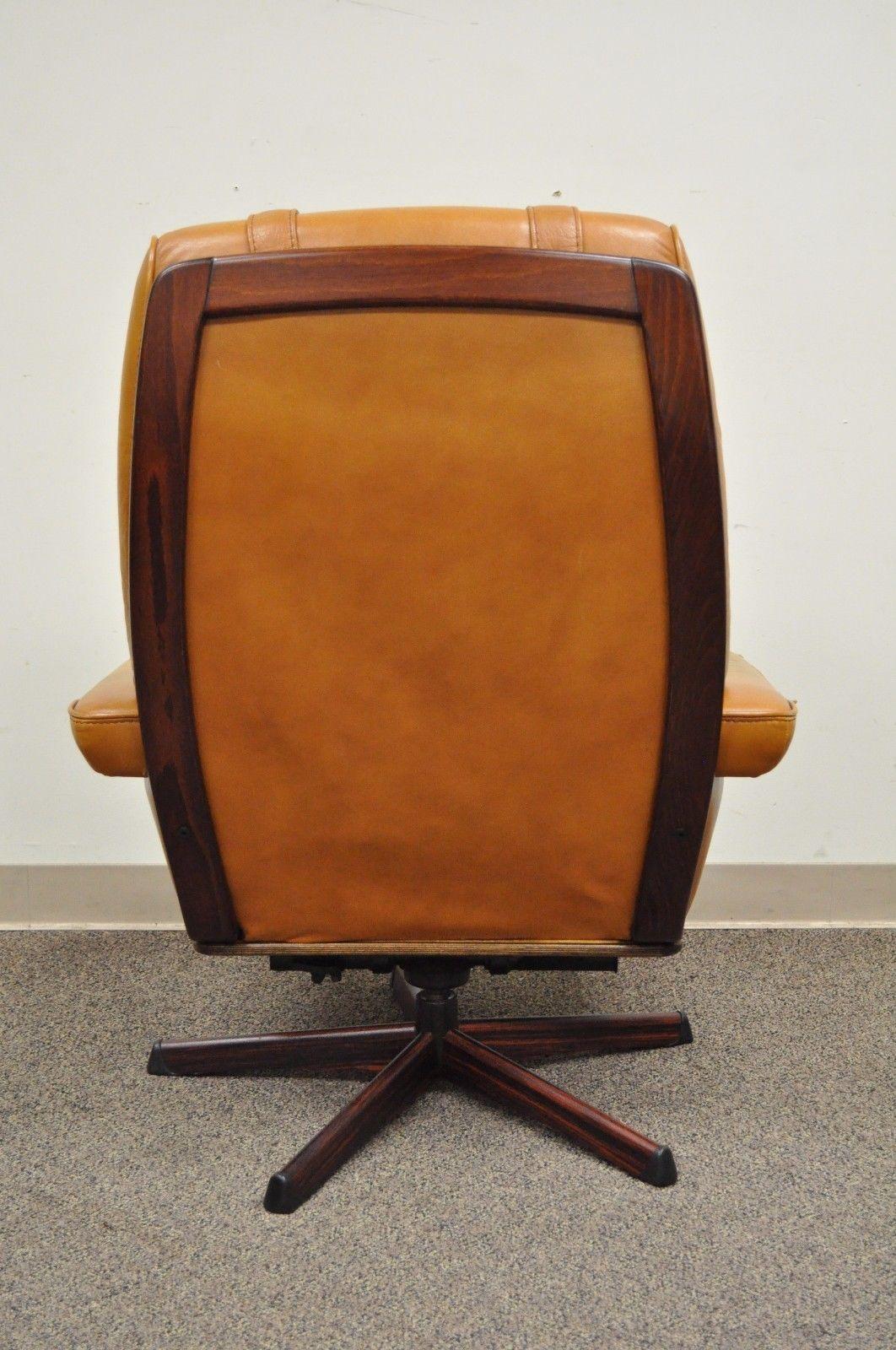caramel leather chair and ottoman