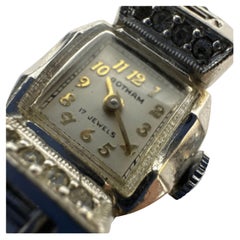 Gotham 17 Jewel Rhinestone Stretch Band Antique Watch for Women