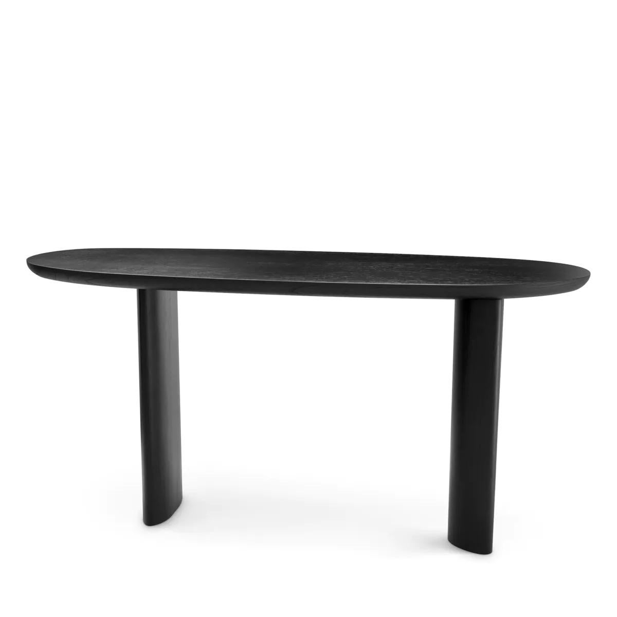 Console Table Gotham Black with solid oak top in
black stained black finish and with wooden feet in
stained black finish veneered.