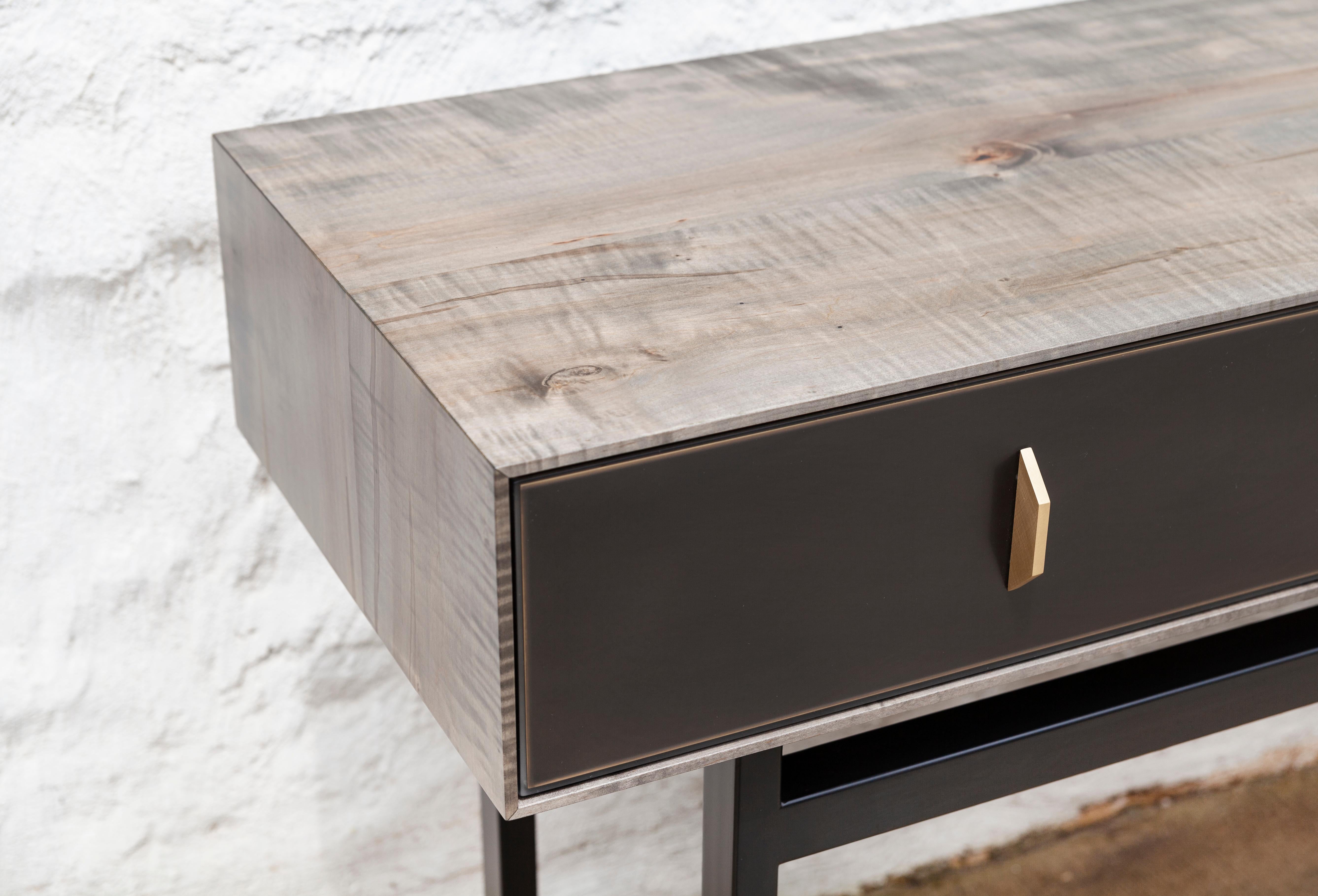 Modern Gotham Console Table in Customizable Wood, Metal and Resin For Sale