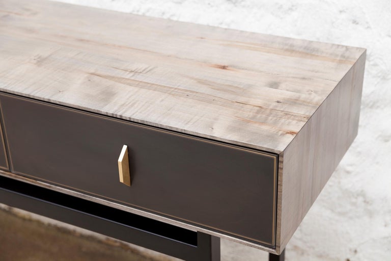 Contemporary Gotham Console Table in Customizable Wood, Metal and Resin For Sale